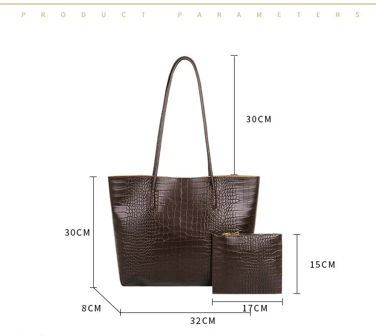 Croc Tote Bag with Free Wash Bag
