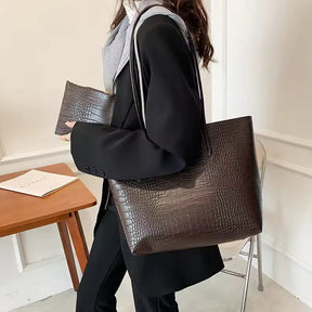 Croc Tote Bag with Free Wash Bag