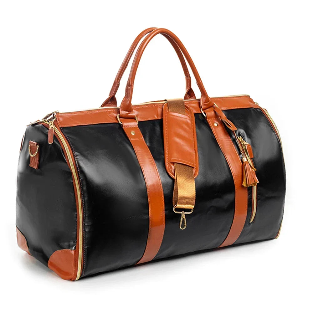 Expandable Leather Travel Bag