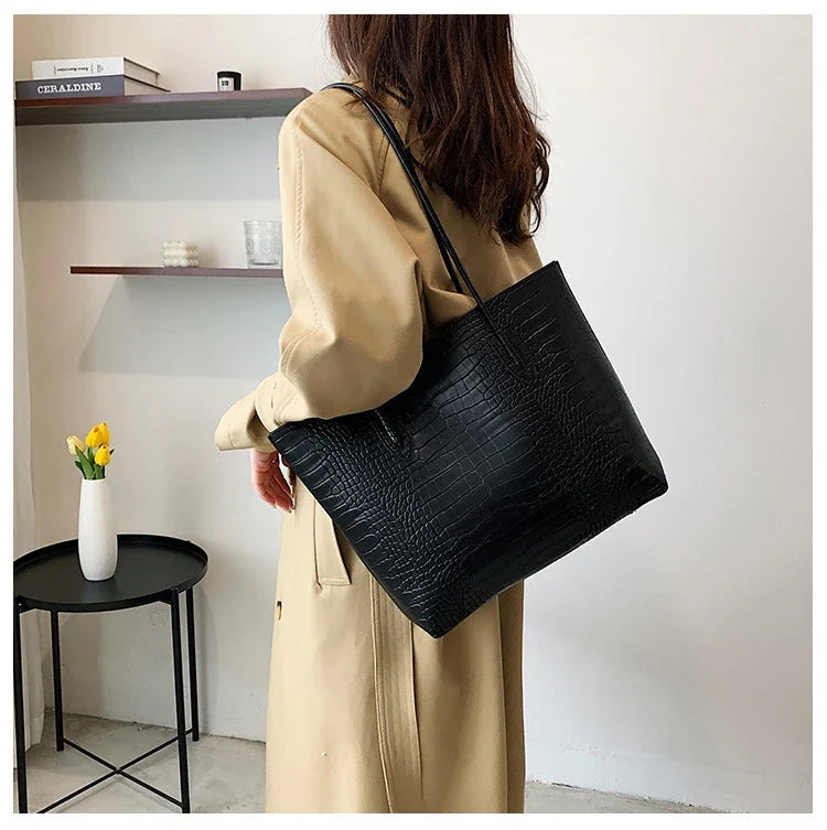 Croc Tote Bag with Free Wash Bag